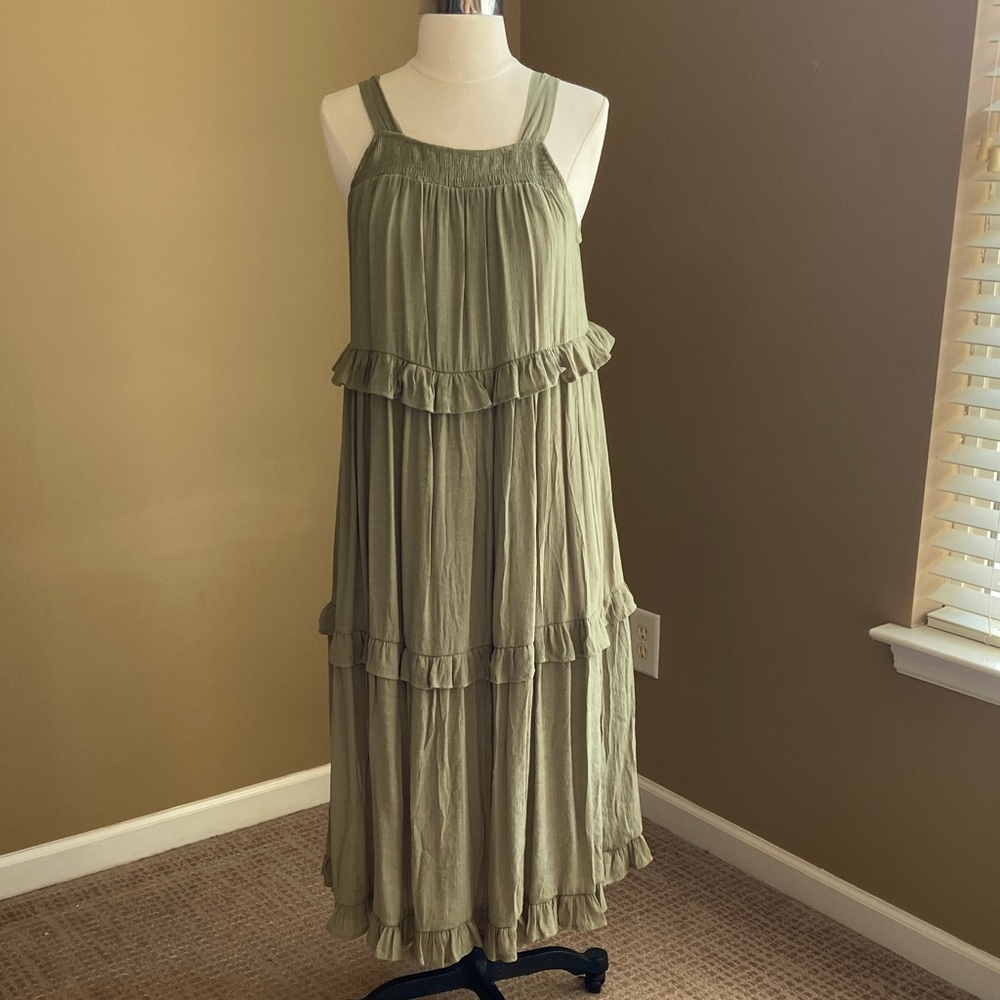Last One! NWT Olive Green Sleeveless Maxi Dress, Wedding,‎ Festivals Size Small